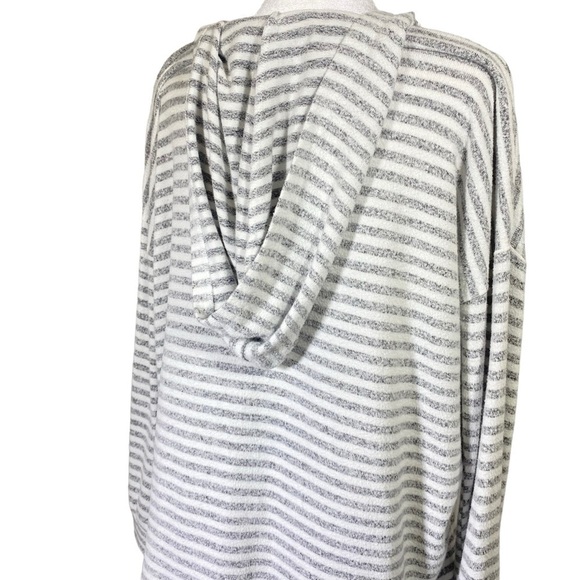 Mesh + Lace women's size Medium hooded lightweight long sleeve striped sweater - Picture 3 of 8